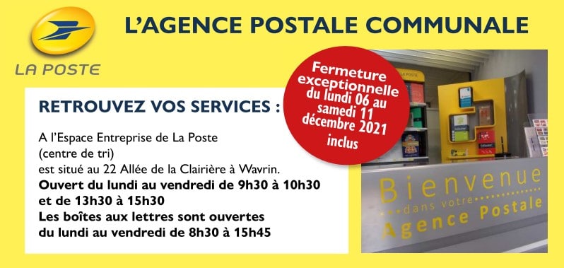 Fermeture exceptionnelle Agence Postale Communale