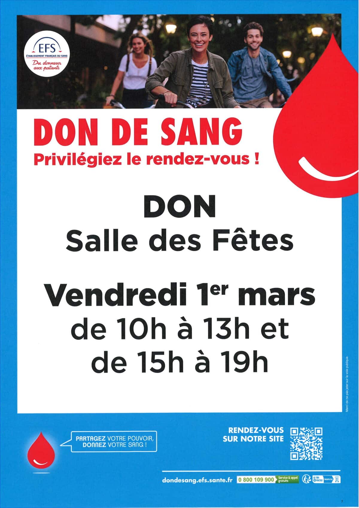 Don de Sang le Vendredi 1 mars