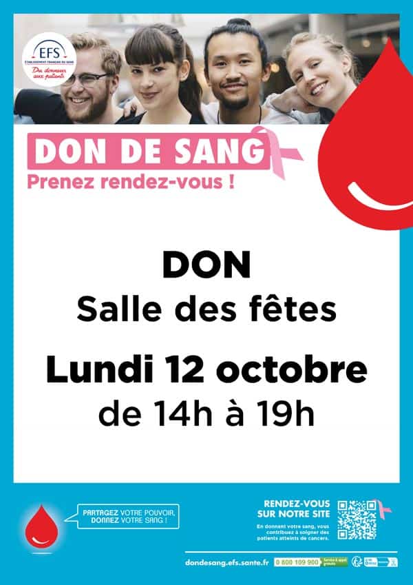 Don de Sang le lundi 12 octobre